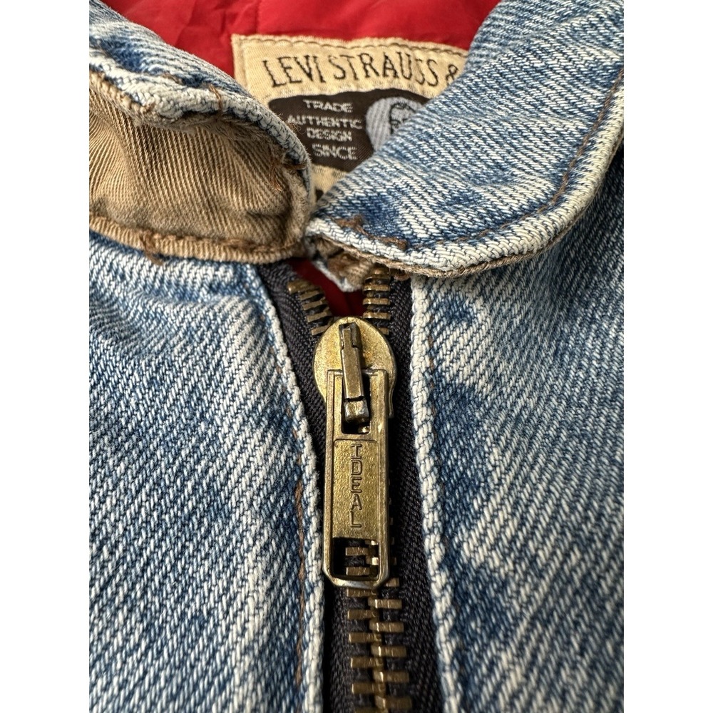 Mens 1990s Levis SilverTab Denim Bomber Jacket Blue, Size L - Picture 3 of 11